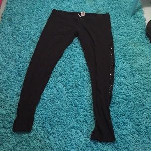 Black leggings with Sequins down the sides